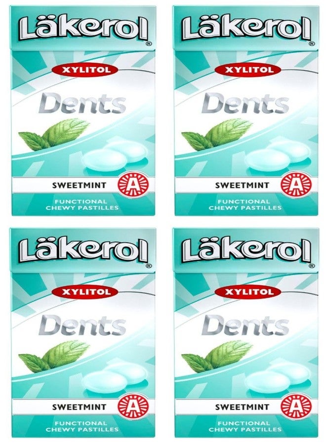 4 Boxes x 36g of Läkerol Dents Sweetmint - Original - Swedish - Sugar Free - Xylitol - Pastilles - Lozenges - Dragees - Drops - Candies - Sweets
